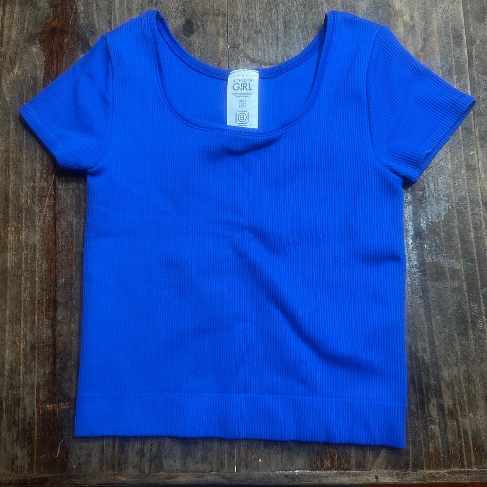 Athleta Girl Rise Above Rib Crop Tee Sz XL (14)